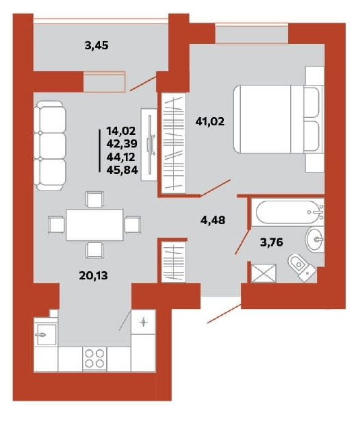 Продается  2 комнатная квартира евро-формата в ЖК Астра» ,ул. Герцена 28 . Район Автовокзала.
Дом 10-ти этажный , кирпичный ,  класса «Комфорт +» .Срок сдачи 2 квартал 2027 года .

Общая площадь 45,84 кв.м. . Жилая площадь 14.02 кв.м. . Кухня 20,13 кв.м. .Лоджия 3,45 кв.м. .. 

Черновая отделка . В