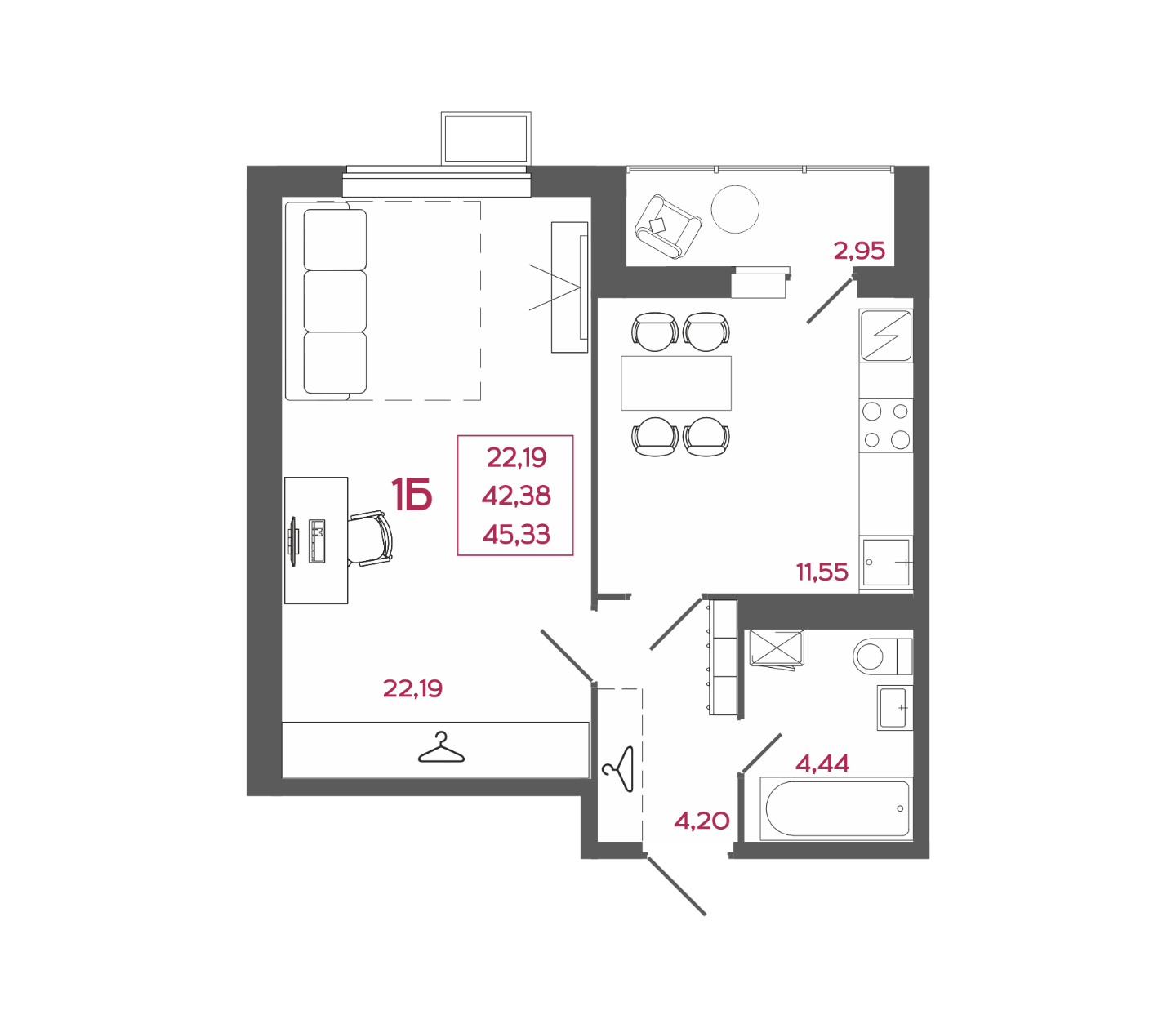 Продается 1 комнатная квартира ул. Ново-Казанская 15Б  , строение 1  , в ЖК Стрижи . . 
18-этажный  монолитно-кирпичный дом  . Сроки сдачи 2 кв. 2027 года

В наличии 1 комнатная квартира
Общая площадь 45,33 кв.м. Комната 21,19 кв.м. Кухня 11,55 кв.м. Лоджия 2,95 кв.м.

Черновая отделка.

Жилой ком
