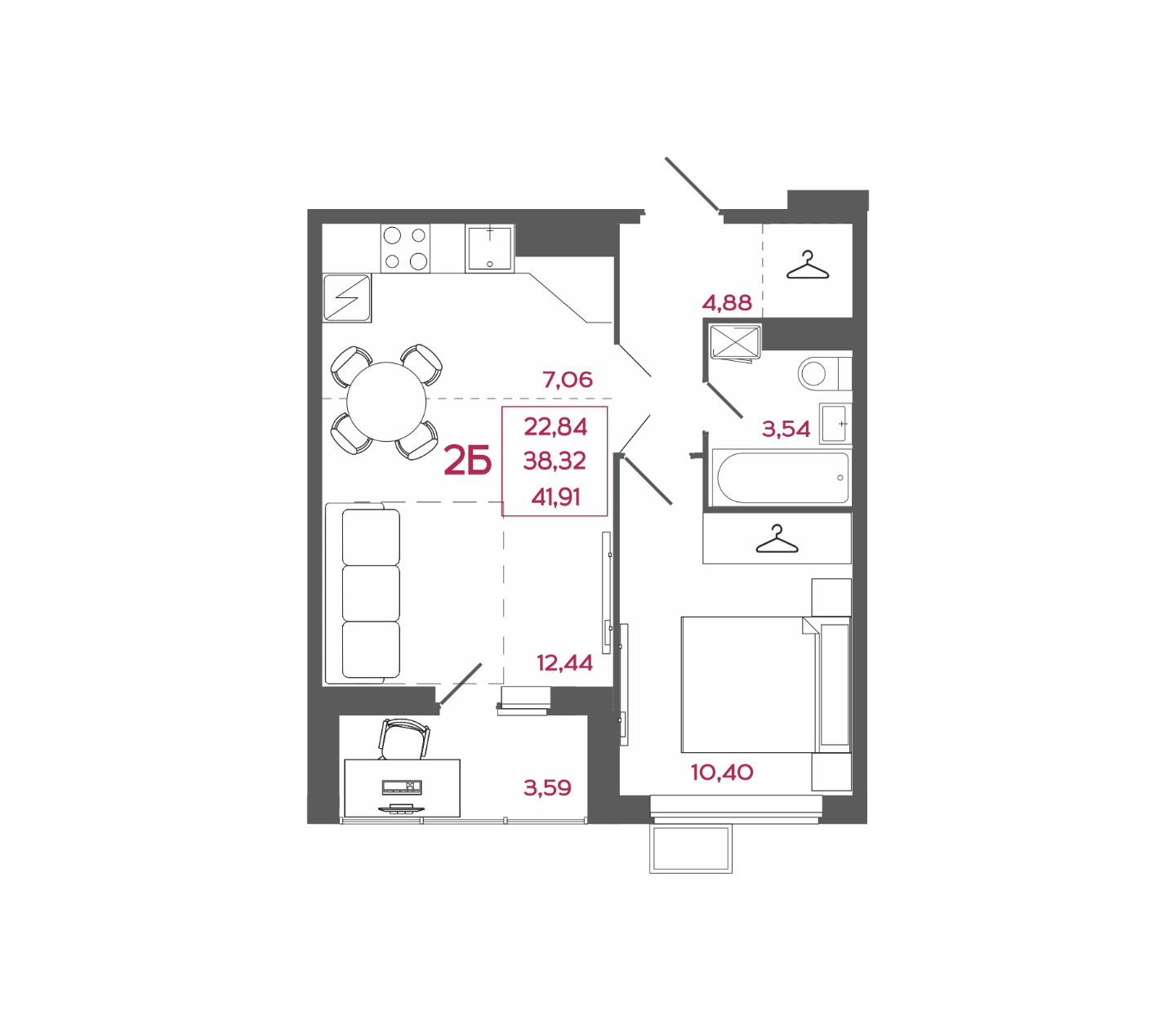 Продается 2 комнатная квартира евро-формата  ул. Ново-Казанская 15Б  , строение 1  , в ЖК Стрижи . . 
18-этажный  монолитно-кирпичный дом  . Сроки сдачи 2 кв. 2027 года

В наличии 2 комнатная квартира
Общая площадь 41,91 кв.м. Жилая площадь 22.84 кв.м. Кухня 7,06 кв.м. Лоджия 3,59 кв.м.

Черновая 