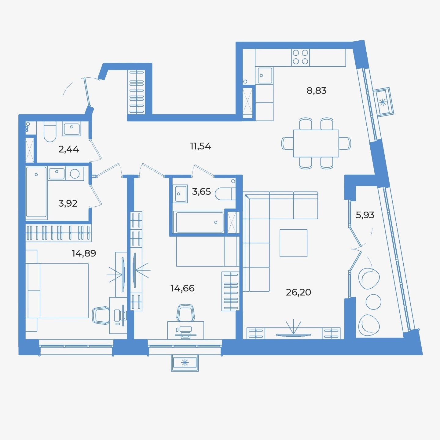 Продается 3 комнатная квартира  евро-формата ул. Тамбовская 1Ж , в ЖК Атмосфера.
Новый 17-этажный кирпично-монолитный дом . Срок сдачи 2 кв. 2027 года

В наличии 3 комнатная квартира
Общая площадь 92,06 кв.м. Жилая площадь 46,92 кв.м. Кухня 8,83 кв.м.. Лоджия 5,93 кв.м.

Предчистовая отделка : метал