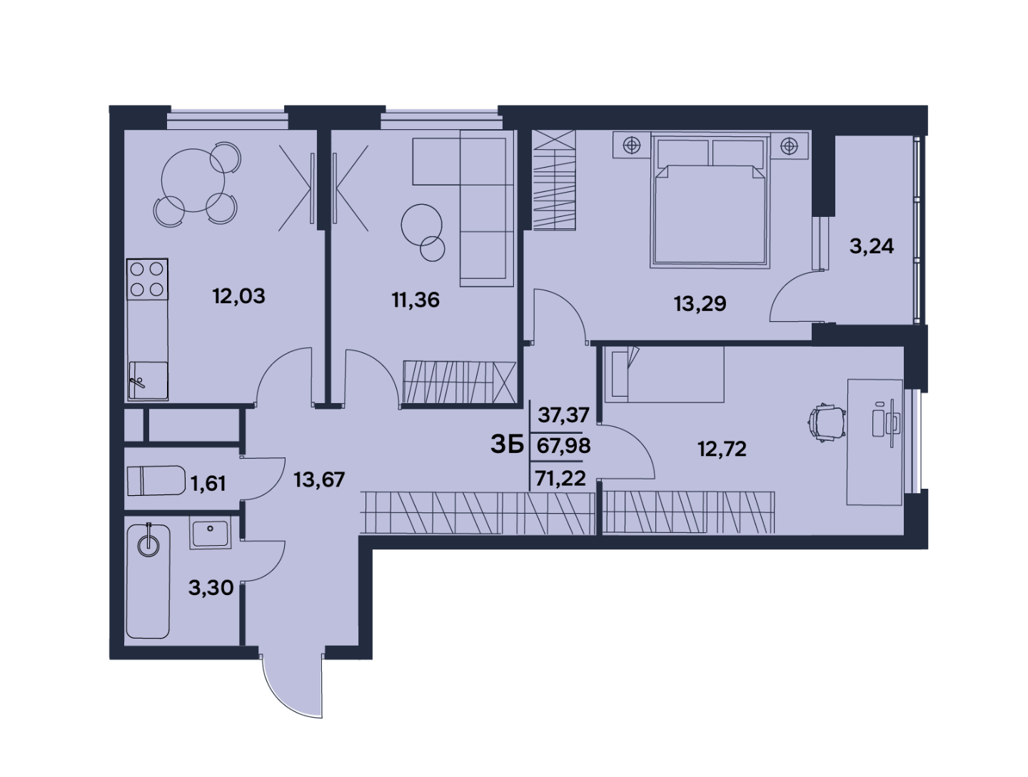    Продается  3 комнатная квартира по ул. Электрический пр-д 7 /2 , в ЖК «Гармония» . 
17 этажный монолитно-кирпичный дом комфорт-класса с современной площадкой, закрытой территорией с видеонаблюдением и
концепцией двор без машин. Сдача 2 квартал 2026 года. 

Общая площадь: 71,22 кв.м.  Жилая площад