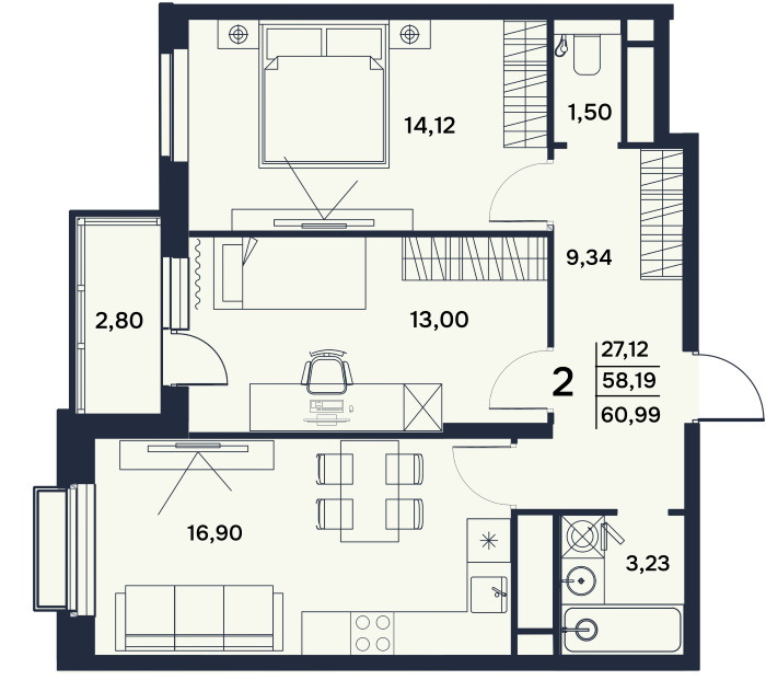 Продается 2 комнатная квартира по ул. Электрический пр-д 7 , в ЖК «Гармония» .
17 этажный монолитно-кирпичный дом комфорт-класса с современной площадкой, закрытой территорией с видеонаблюдением и
концепцией двор без машин. ДОМ СДАН.

Общая площадь: 60.99 кв.м. Жилая площадь: 27.12 кв.м. Площадь кухн
